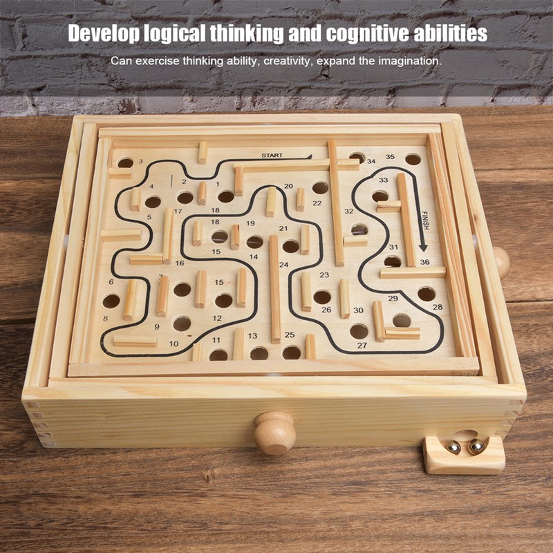 Adult Kid Wooden Educational Maze Brain Training Board Game Educational