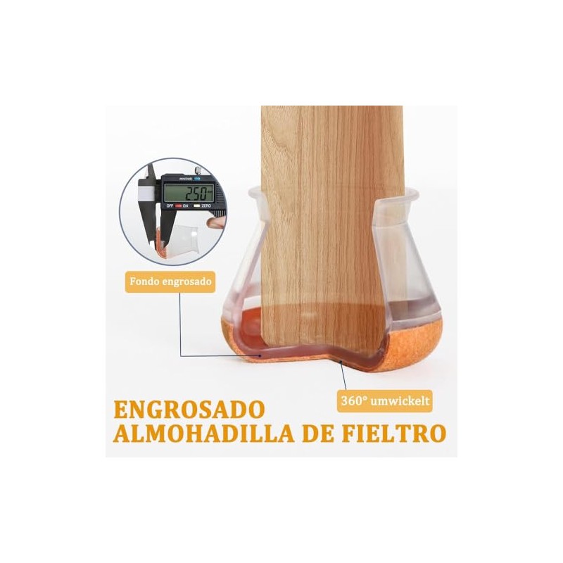 Ansible 16 Protectores para Patas de Sillas, Antideslizantes para Muebles