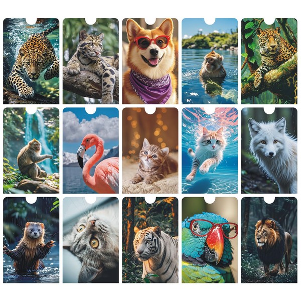 GJPINYIYI 15 RFID Blocking Sleeves, Credit Card Protector (Animal Design)
