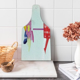 Lunarable Pinwheel Cutting Board, Colored Pinwheel in Watering Can Vibrant Colors Plastic Rainbow Flower Spiral Wind, Decorative Tempered Glass Cutting and Serving Board, Wine Bottle Shape, Multicolor