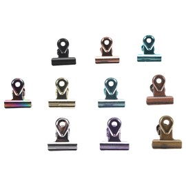 10pcs Colored Hinge Clips Dustproof Rustproof Electroplated Metal Hinge Clips Small Hanging Paper Clamps for Photos Files Recipes XS