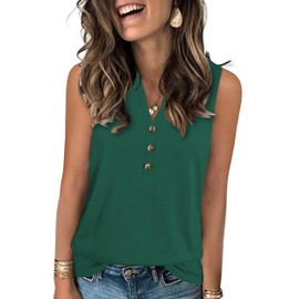 Summer Tops for Women 2025 V Neck Sleeveless Tank Tops Business Casual Loose Fit Summer Outifits Green