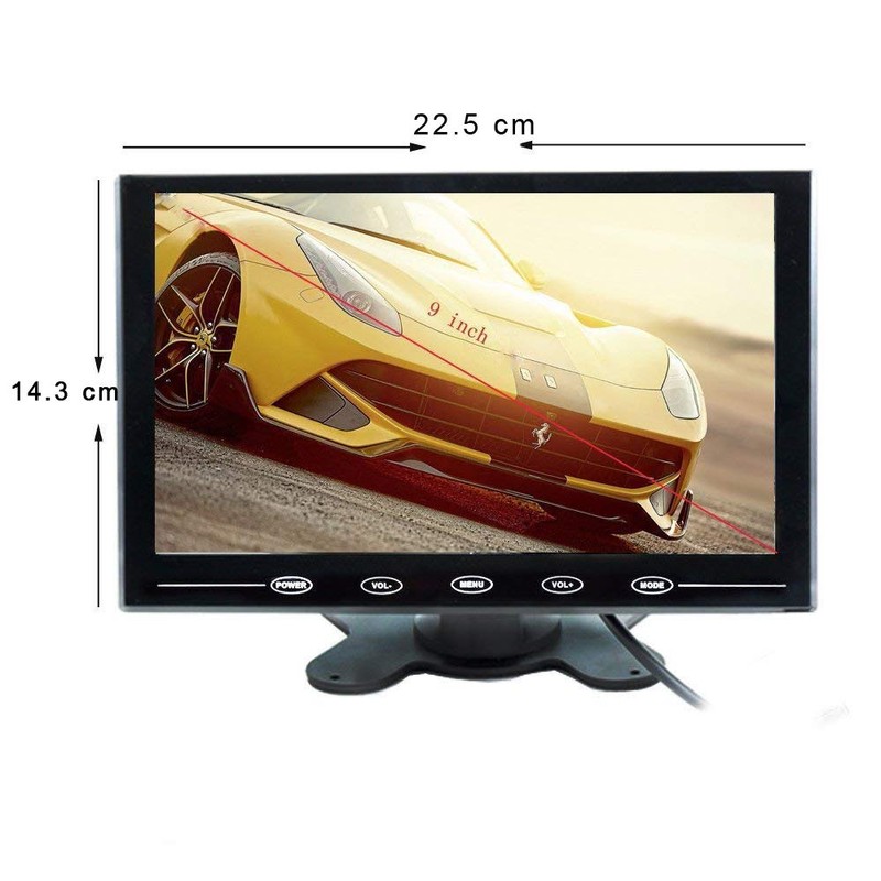 Camecho 9 Inch LCD Monitor HD Color Screen, 2 Video