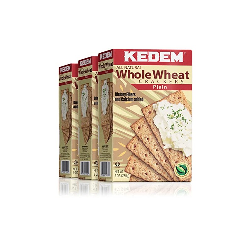Kedem Whole Wheat Crackers, 9oz (3 Pack) | Wholesome &