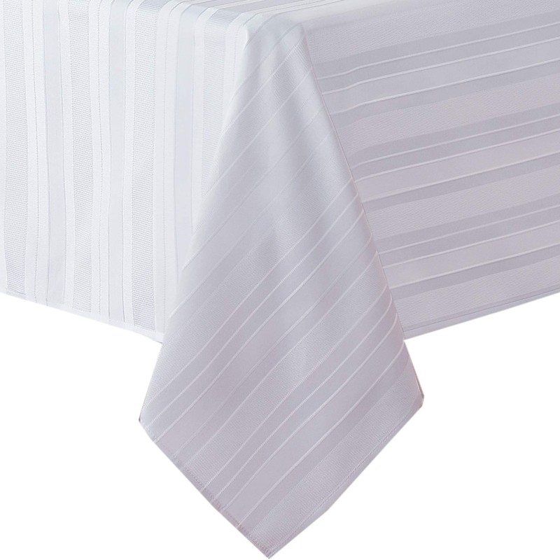 (150cm x 210cm Oval, White) - Newbridge Satin Stripe Weave
