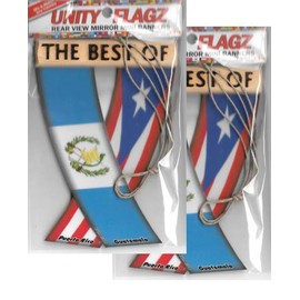 PUERTO RICO AND GUATEMALA GUATERICAN BORICUA GUATEMALAN CARIBBEAN LATIN AMERICAN REARVIEW MIRROR MINI BANNER HANGING FLAGS FOR THE CAR UNITY FLAGZ™ TWO SETS