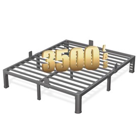 FUIOBYVV 10 Inch King Bed Frame with Rounded Corner and Headboard Hole Mattress Retainers 3500 LBS Metal Heavy Duty Steel Slats Support No Box Spring Needed Platform Noise Free Easy Assembly