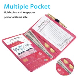 ACdream Server Books for Waitress, Guest Book Note Pad, Cute Pocket Leather Money Organizer Wallet, Cash Check Bill Receipt Holder Presenter, Waiter Accessories Fit Server Apron, Red Glitter Server B