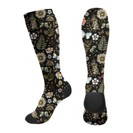 ACDRUING Forest Fern Flower Unisex Compression Socks 15-20mmhg Over The Calf Socks Men & Women Socks For Running, Nurses, Flight, Travel