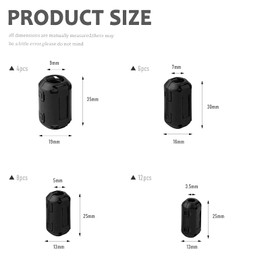 GZjiyu 30 x Ferrite, interference filter folding ferrite for cables, RFI, EMI noise reduction, improves signal integrity (inner diameter 3.5 mm, 5 mm, 7 mm, 9 mm)
