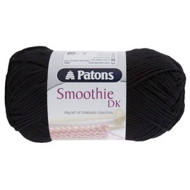 Patons Smoothie Double Kntting Yarn (DK) / 100g Balls and 100% Acrylic Machine Washable Yarn - 16 Colours in The Range - Colour 1033 - Black - 10 x 100g Balls