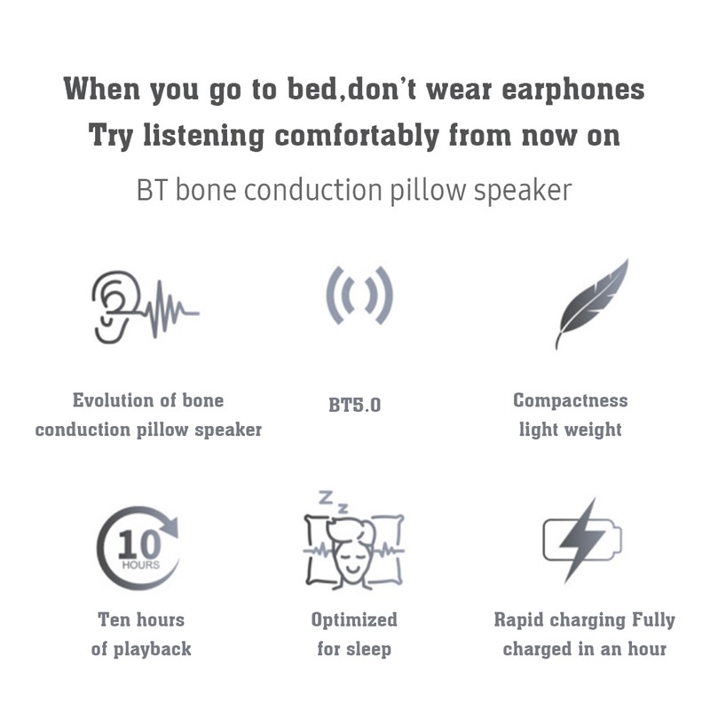 dura MOBI Pillow Speaker Sleeping Bone Conduction BT5.0 Timer T-Flash