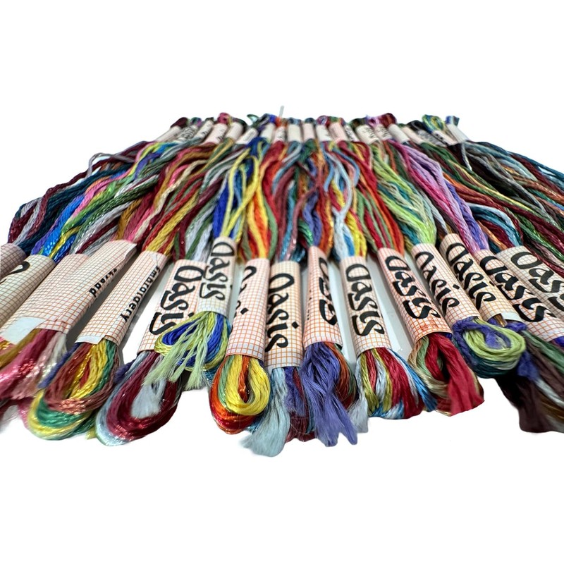 20 Pieces Multi Variegated Metallic Silk Embroidery Floss Multicolor Embroidery