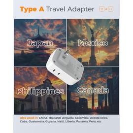 US to Japan Plug Adapter 2 Pack, TESSAN 2 Prong to 3 Prong Outlet Adapter with 4 Outlets 3 USB (1 USB-C), Outlet Adaptor US to Japan China Mexico Philippines Canada Peru Thailand Vietnam