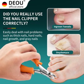 DEOU Thick Nail Manicure Heavy Duty Inlay Nail Clippers, Professional Podiatrist Pedicure Tools,Stainless Steel Toenail Trimmer with Nail Removal Kit