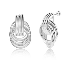 ALEXCRAFT Chunky Silver Statement Earrings for Women Knot Drop Dangle Earrings for Women