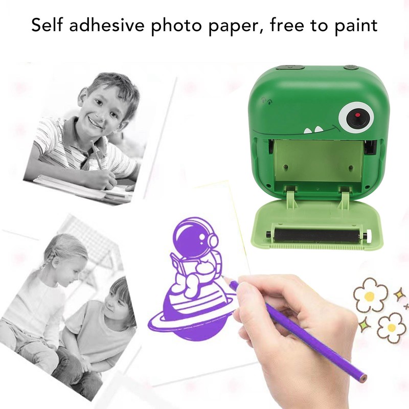 Kids Printer Camera DIY Doodle Thermal Printing Cartoon Dinosaur Appearance