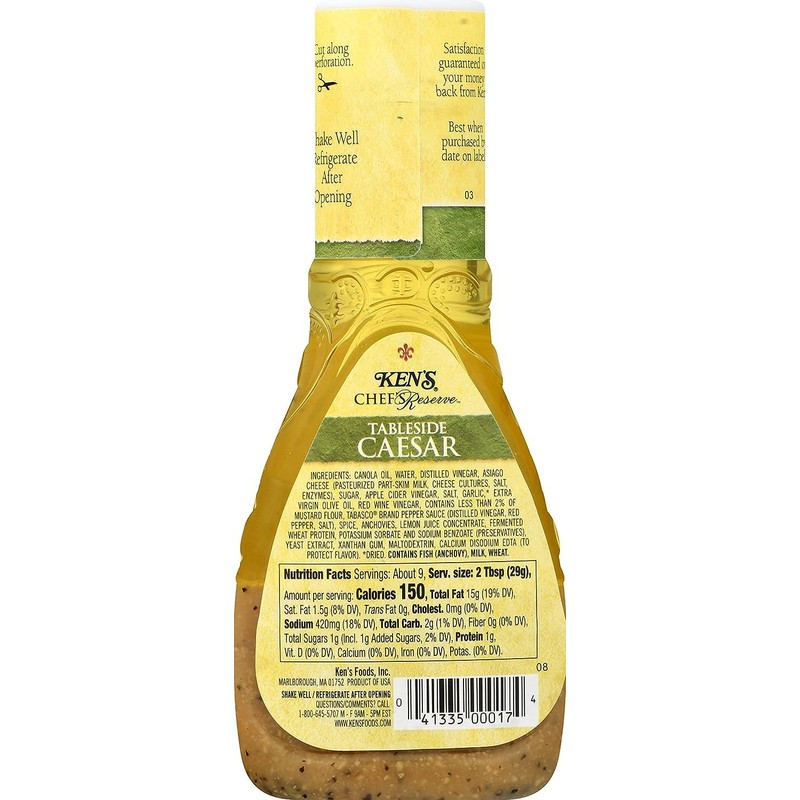 Ken's Steak House Chef's Reserve Tableside Caesar Dressing 9 Ounce