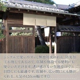 Noren Workshop 46918 Flame Retardant, Plain, Width 47.2 x Length 11.8 inches (120 x 30 cm), Short Length, Counter, For Stores, Restaurants, Stores, Flame Retardant, Room Dividers, Blind, Noren