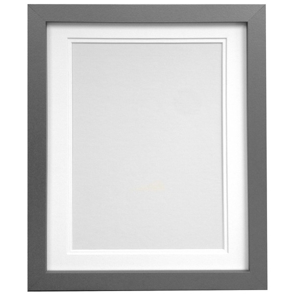 FRAMES BY POST H7 Silver Picture Photo Frame With White Double Mount 7"x5" for Pic Size 5"x3.5"