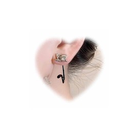 Punk Cat Jacket Earrings Black Cat Tail Stud Earrings 3D Cat Stud Earrings Two Way Stud Earrings Cute Animals Stud Earrings Jewellery Suitable for Women and Girls Gifts, Zinc Alloy Steel