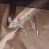Yienate Fashion Silver Feather Earrings Angel Wings Crawler Climber Water