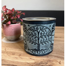 Bitto Incense Burner Lantern Ketan Softstone Blue/Grey with Stainless Steel Strainer, Height: 10 cm, Diameter: 10 cm