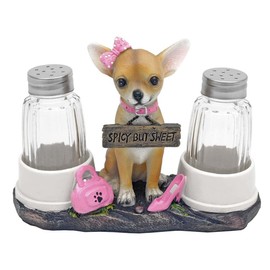 DWK Animal Holder with Salt And Pepper Shaker Set (3 Piece) | Kitchen Décor and Accessories | Salt and Pepper Shakers | Home Décor | Home Decorations - Chihuahua