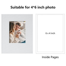 Remowith Small 4x6 Photo Album 100 Pockets Linen Cover with Front Window Portable Mini Picture Book for Family Travel Wedding and Memory Keepsake Organizer White