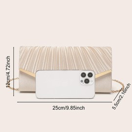 Kiss me Women Clutch Purse Evening Bag Wedding Prom Velvet Handbag, Ladies Elegant Shoulder Bag With Detachable Chain (Apricot)