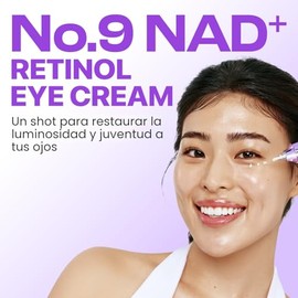 numbuzin No.9 NAD+ Retinol Crema de ojos, Suero de ojos desinflamante y reafirmante para ojeras, arrugas y líneas finas, Péptidos y Niacinamida para b