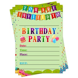 BIZIBAFF 30 Pack Birthday Party Invitations for Kids Boys Girls - 5"x7" Birthday Party Invitations Cards Birthday Party Celebration Invitations Cards for Teens