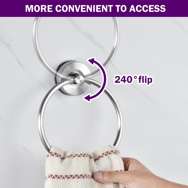 JOMOLA Stainless Steel Suction Cup Towel Ring Holder for Bathroom