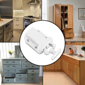 Pack of 6 Door Latches with Touch Release, Push to Open Cabinet Lock without Magnet with Screws for Kitchen Cabinet Doors Cupboards Home Furniture (White)