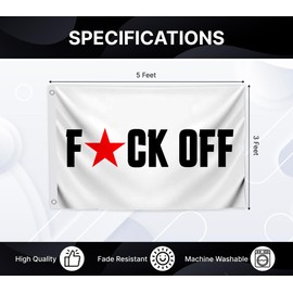 3x5 Feet Tapestry Off Single Sided Flags with 2 Grommets - Bad Words Funny Polyester Flag/Banner for College Party Indoor and Outdoor Decoration - White Tapestrys Wall Decor for Classroom