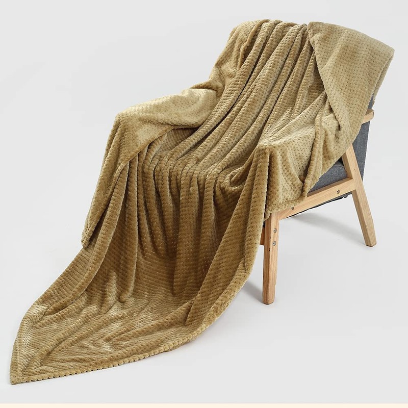 Bear & Panda Waffle Flannel Fleece Mink Throw - Sofa/Bedspread/travel