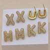 Gold Bubble Initial Letter Stud Earrings for Women Cubic Zirconia