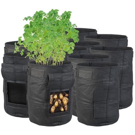 Royal Gardineer Plant Bags with Window: Set of 10 Plant Grow Bags, 10L Each, Carry Handles, Viewing Window (Plant Grow Bags, Grow Sets, Waterproof Bags)