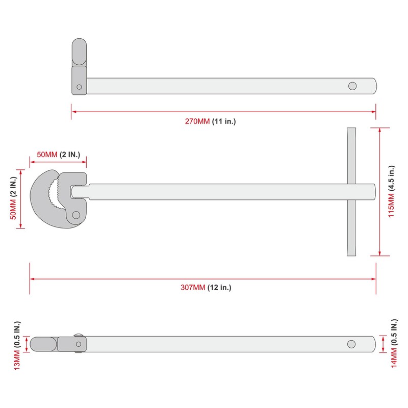 HAUTMEC PL0024 10" Basin Wrench Sink Faucet Wrench for Tight