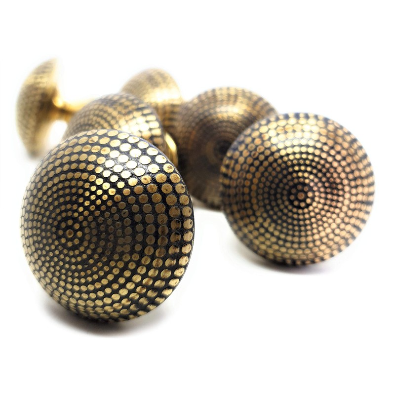 French Furniture Fittings Antiqued Brass DIMPLE KNOBS - Set of
