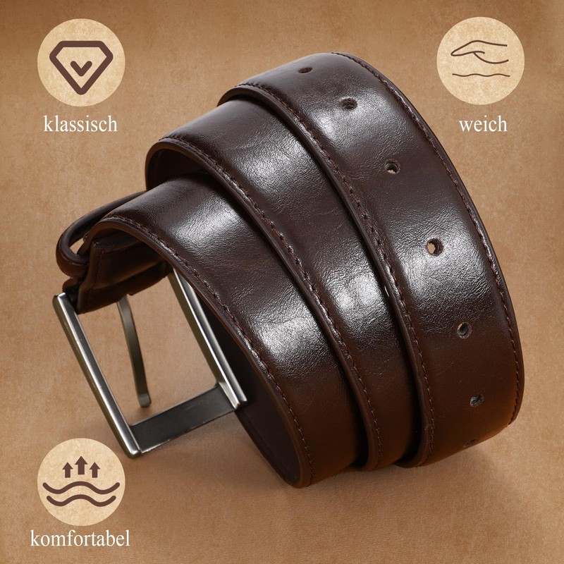 WHIPPY Men's Leather Belt Classic Denim Belt for Men 38