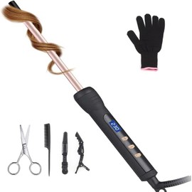 Curling Wand 9mm, Thin Curling Iron, Tight Curls for All Hair Types, Tourmaline Ceramic Barrel 30-Second Heat-Up, Long&Short Hair Culer Pro Curling Tongs (Rose Gold)