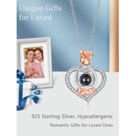 Dorunmo I Love You Necklace 100 Languages Mom Necklace 925 Sterling Silver Projection Pendant Necklace jewelry Romantic Gifts for Mom Women Mothers Day