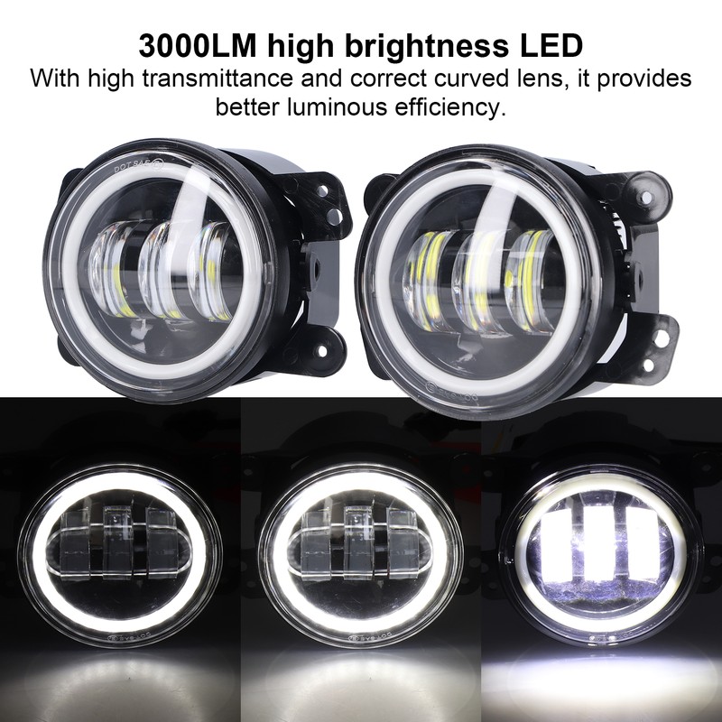 Angel Eyes Light 30W 3000LM LED Front Foglight 10‑30V Universal
