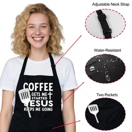 Xtilkmght Funny Aprons for Women with Pockets Cute, Christian Womens Aprons for Cooking Kitchen Baking, Religious Gifts for Her Mom Wife Birthday Christmas Mother's Day Thanksgiving