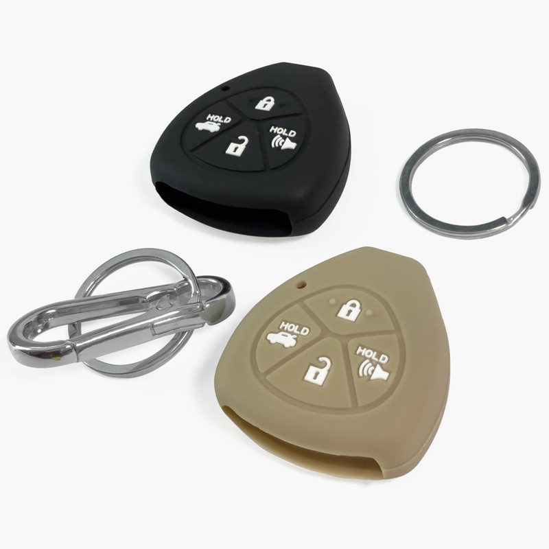 2-pcs Click&Fit Silicone Key Fob Covers for 2008-2013 Toyota Camry