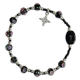 Murano Glass Plum Swirl 8mm Rosary Bracelet