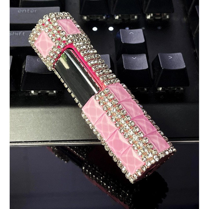 Pink Diamond Inlay Jet Flame Lighter,Refillable Butane Lighter,Cool Jet Torch