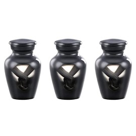 Forever URNS Mini Cremation Funeral Urn with Printed Loving Hand Theme for Human Ashes of Female & Male | 3 cu in | Set of 3 | Small | Multicolor | Completely Handcrafted with Velvet Protection Box