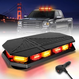 406D Rooftop Emergency Strobe Light Bar 102 LED Amber White Mini Beacon Safety Flashing Warning Standard Fitment MagneticLight Color: Amber/red